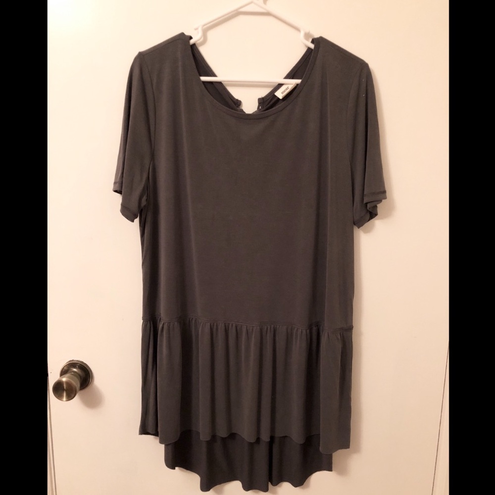 Charcoal Grey Short Sleeve High Low Tunic